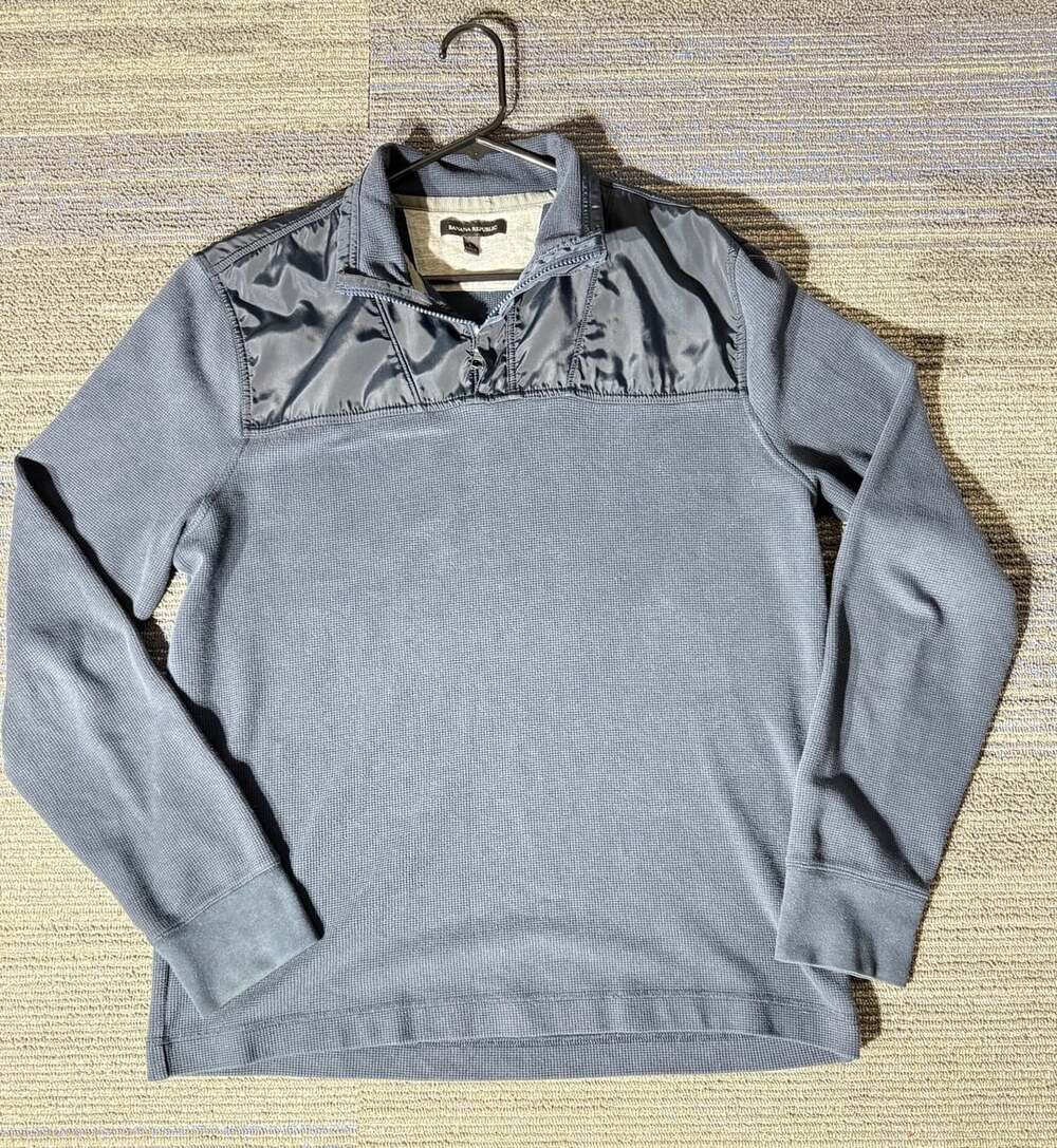 Banana Republic True Navy Waffle Knit 1/4 Zip Pullover